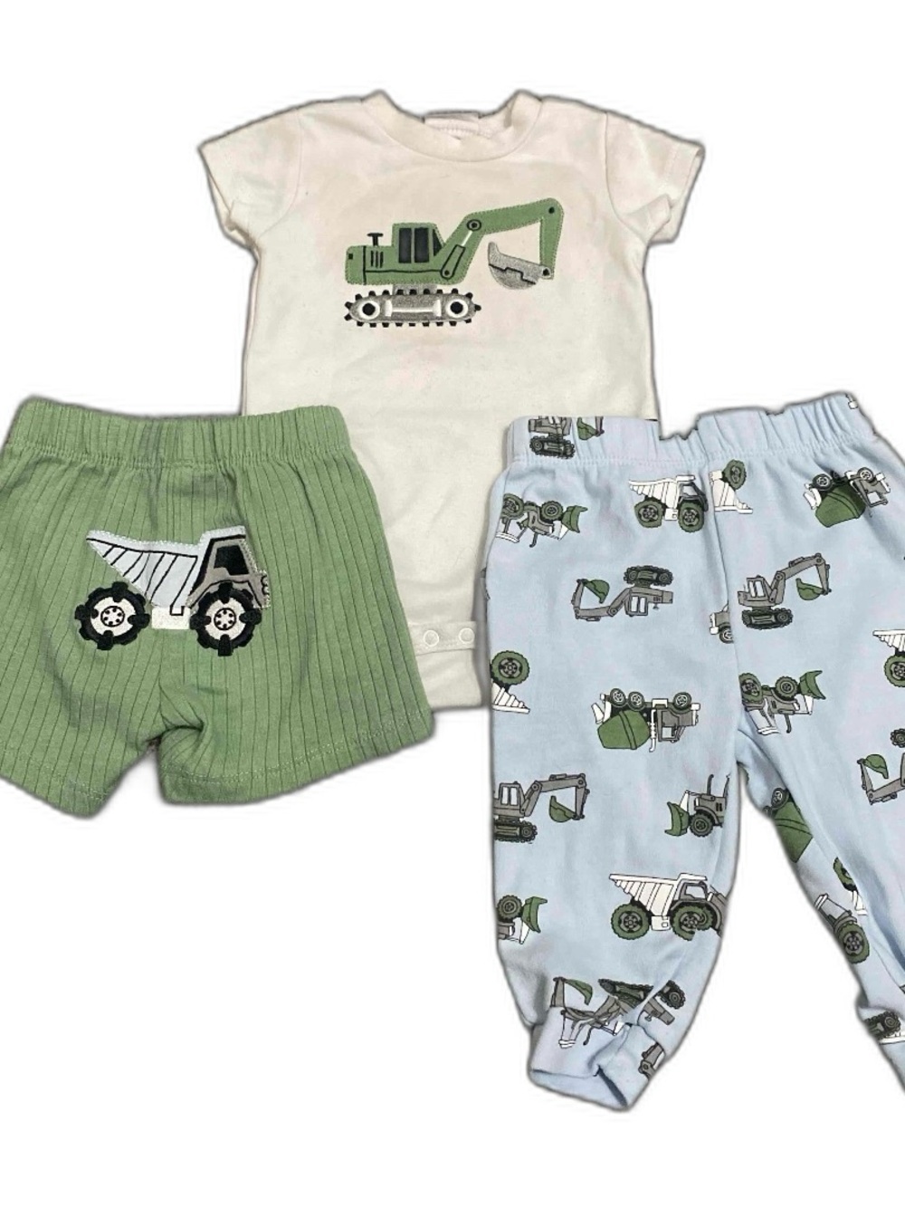 Petit Lem Green & Light Blue Construction Truck 3-Piece Set